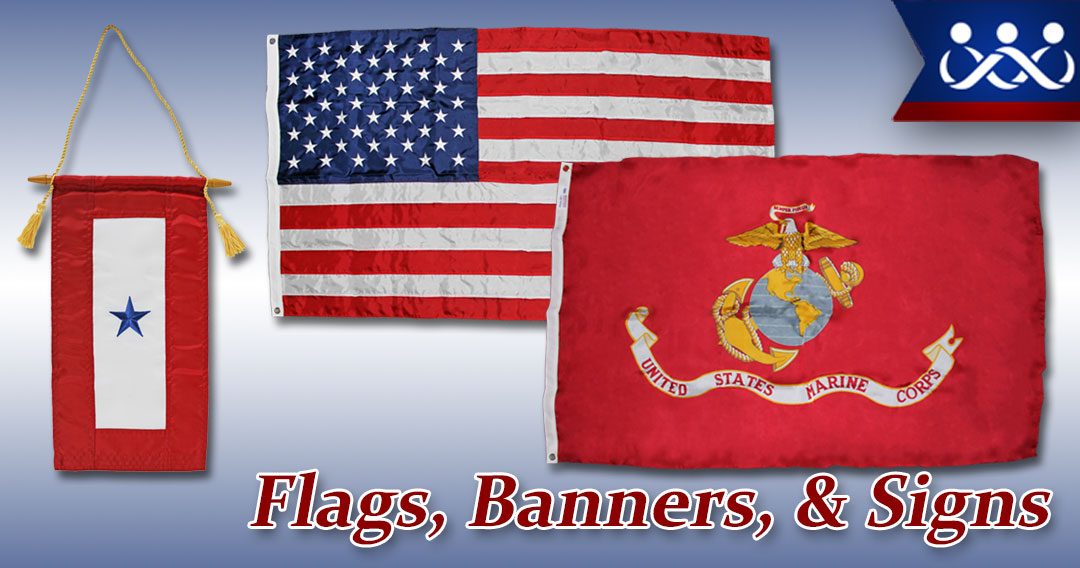 American and Marine Corps Flags, Banners, and Signs
