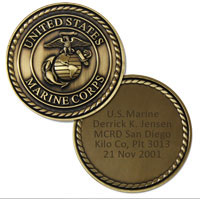  Custom Engraved Coin Eagle, Globe and Anchor